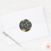 Sticker Rond Pêche & Charcoal Gris Peony & Rose Floral Mariage (Enveloppe)