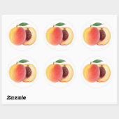 Sticker Rond Pêche coupée en moitiés (Feuille)