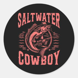 Sticker Rond Pêche de Cowboy en Eau Salée