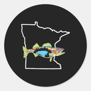 Sticker Rond Pêche de dorade du Minnesota Pêcheur en eau douce