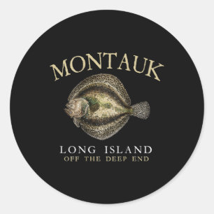 Sticker Rond Pêche de Montauk au large de la fintaille Plie en