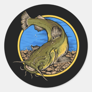 Sticker Rond Pêche de poisson-chat à tête plate