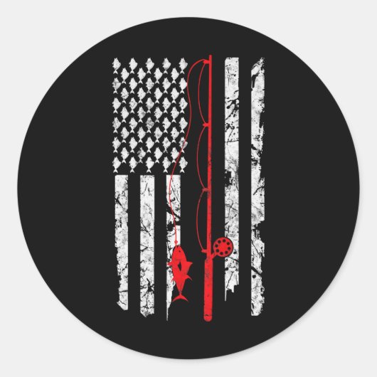 Sticker Rond Pêche Drapeau Américain Basse pêche (Devant)