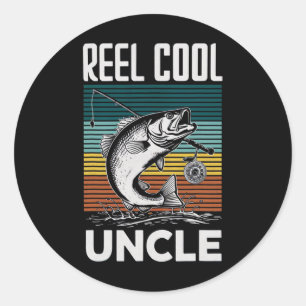 Sticker Rond Pêche drôle d'hommes Reel Cool Oncle pour hommes
