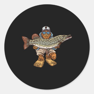Sticker Rond Pêche du brochet Pêche du brochet Chasse au pied d