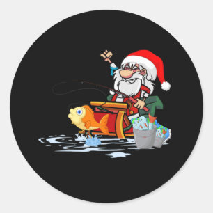 Sticker Rond Pêche du Père Noël pendant Noël