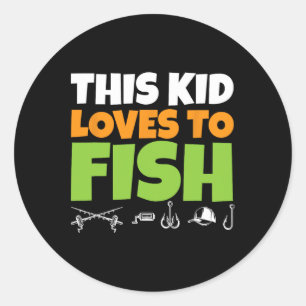 Sticker Rond Pêche Enfants I Cet Enfant Aime Pêcher I Amoureux