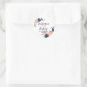 Sticker Rond Pêche et bleu aquarelle mariage classique (Sac)