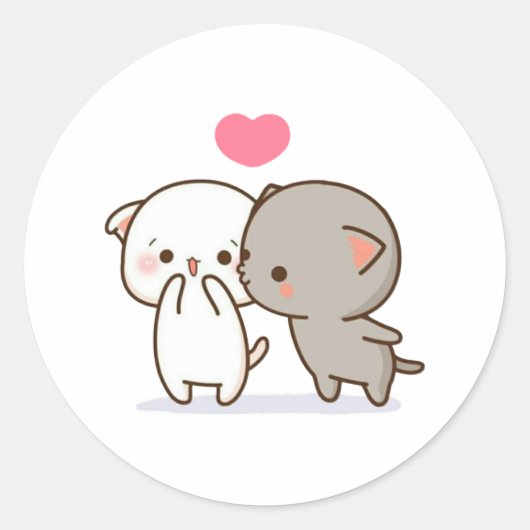 Sticker Rond Pêche Et Chat Goma Mochi (Devant)