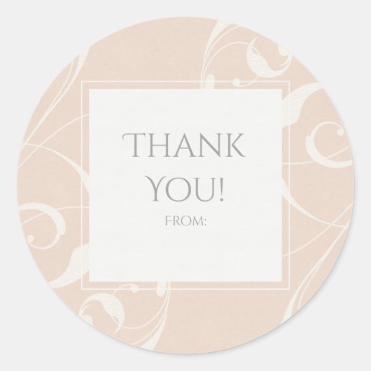 Sticker Rond Pêche et crémeuse blanc floral brune élégant maria (Devant)