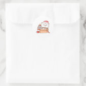 Sticker Rond Pêche Et Goma Mochi Chat, Joyeux Noël (Sac)