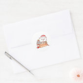 Sticker Rond Pêche Et Goma Mochi Chat, Joyeux Noël (Enveloppe)