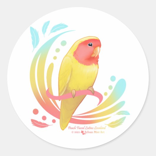 Sticker Rond Pêche face Lutino Lovebird (Devant)