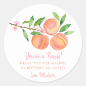 Sticker Rond Pêche Fleur Un Doux Pêche Anniversaire (Devant)