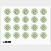 Sticker Rond Pêche Mariage vert Printemps Pastel Floral (Feuille)
