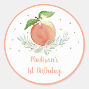 Sticker Rond Pêche or Floral Anniversaire