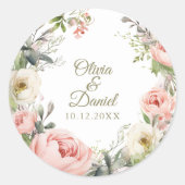 Sticker Rond Pêche pâle et Mariage floral rose pâle (Devant)