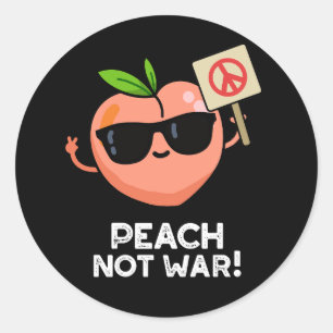 Sticker Rond Pêche pas guerre drôle Fruit Pun Dark BG