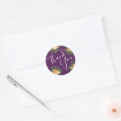 Sticker Rond Pêche & Plum Purple Peony & Rose Floral Mariage (Enveloppe)