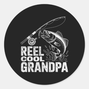 Sticker Rond Pêche Reel Cool Grand-père Papa Plaisanter Drôle P