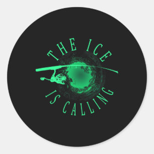 Sticker Rond Pêche sur glace - La glace appelle - Pêcheur de gl