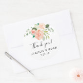 Sticker Rond Pêcher corail vert été printemps fleuri faveur (Enveloppe)