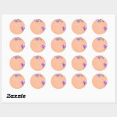 Sticker Rond Pêcher Fuzz et Lilac Mariage floral (Feuille)
