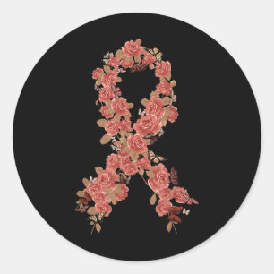 Sticker Rond Pêcher Ruban Utérine Endomètre Cancer Sensibilisat