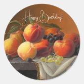 Sticker Rond Pêches, raisins et pommes (Devant)