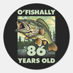 Sticker Rond Pêcheur de 86 ans O'fishally 86 Pêche 86e annivers