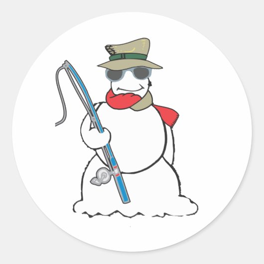 Sticker Rond pêcheur de neige (Devant)