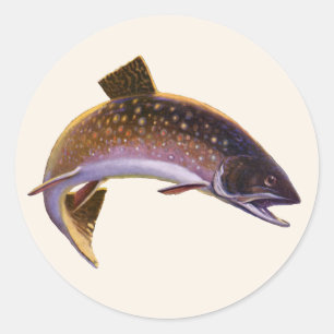 Sticker Rond Pêcheur de truite vintage, Pêcheur de pêche sporti