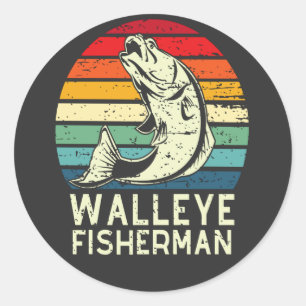 Sticker Rond pêcheur de walleye cool walleye conception de pêch