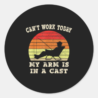 Sticker Rond Pêcheur ne peut pas travailler aujourd'hui mon bra