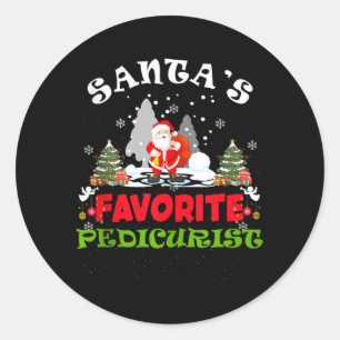 Sticker Rond Pédicure préféré du Père Noël Noël drôle