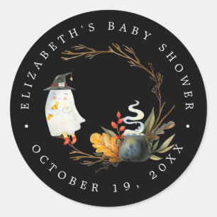 Sticker Rond Peek-A-Boo   Baby Shower Halloween Petit Fantôme