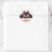 Sticker Rond Peek-a-Boo Kitten Script Name Monogram Girls'  (Sac)