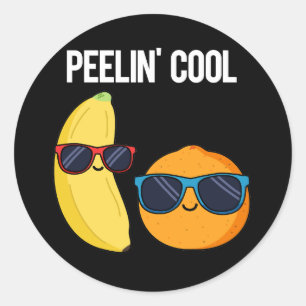 Sticker Rond Peelin Cool Funny Fruit Pun Dark BG