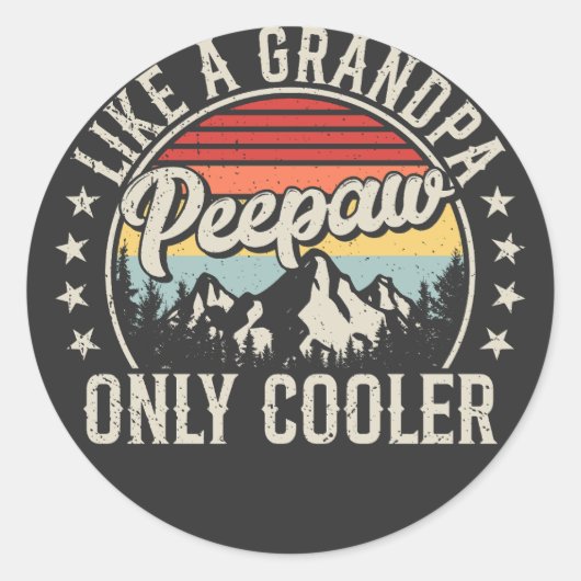 Sticker Rond Peepaw comme un grand-père seul Glacière rétro (Devant)