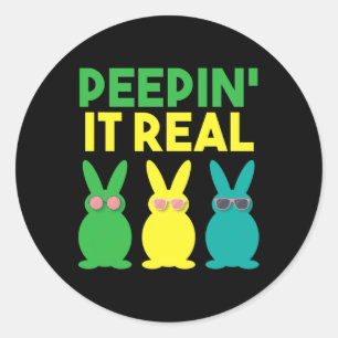 Sticker Rond Peepin'It Real Bunny Amant Cool Easter Squad Amusa