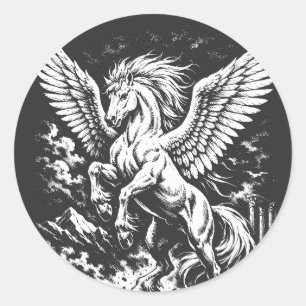 Sticker Rond Pégase — Héraut ailé de la tempête