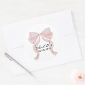 Sticker Rond Pegatina Pink Bow Girl First Birthday (Enveloppe)