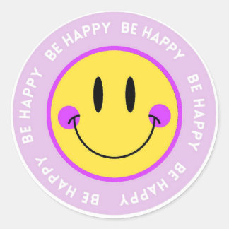 Sticker Rond Pegatina/Stickers redonda Carita Feliz "Be Happy"