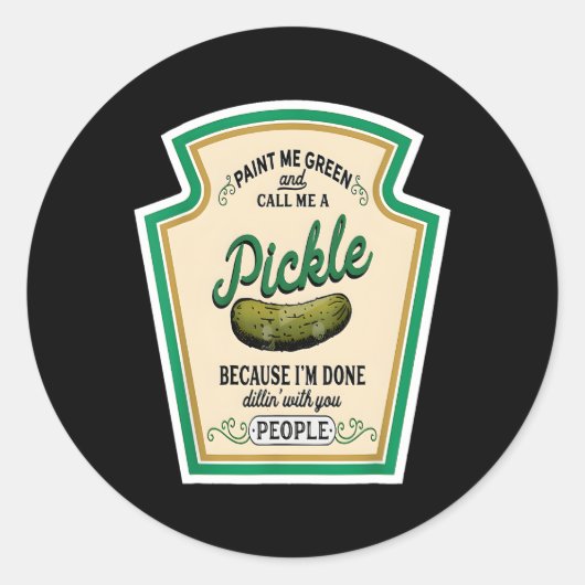 Sticker Rond Peignez-Moi Vert Et Appelez-Moi Une Boulette (Devant)