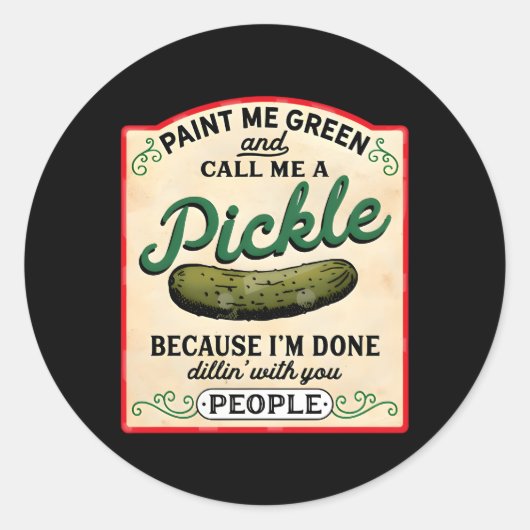 Sticker Rond Peignez-Moi Vert Et Appelez-Moi Une Boulette (Devant)