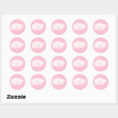 Sticker Rond Peine blanche rose douce - Floral (Feuille)