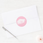 Sticker Rond Peine blanche rose douce - Floral (Enveloppe)
