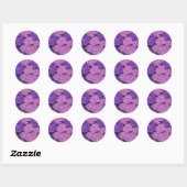Sticker Rond Peine et hydrangée en rose et violet (Feuille)