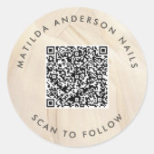 Sticker Rond Peint Abstrait Élégant Neutre Simple QR CODE (Devant)
