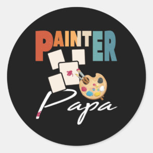 Sticker Rond Peintre Papa Artiste Design Pour Fête des pères